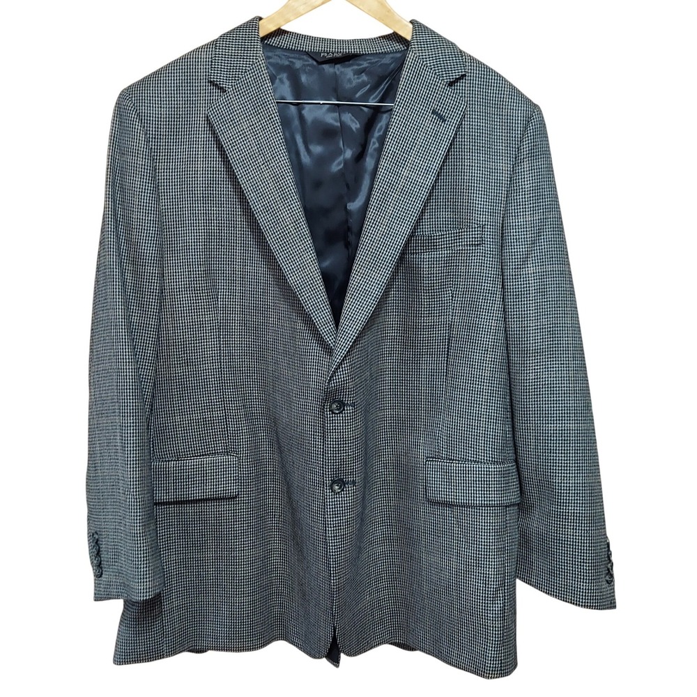 Jos A Bank Mens 50R Portly Silk Wool Houndstooth Windowpane Blazer Sport Coat